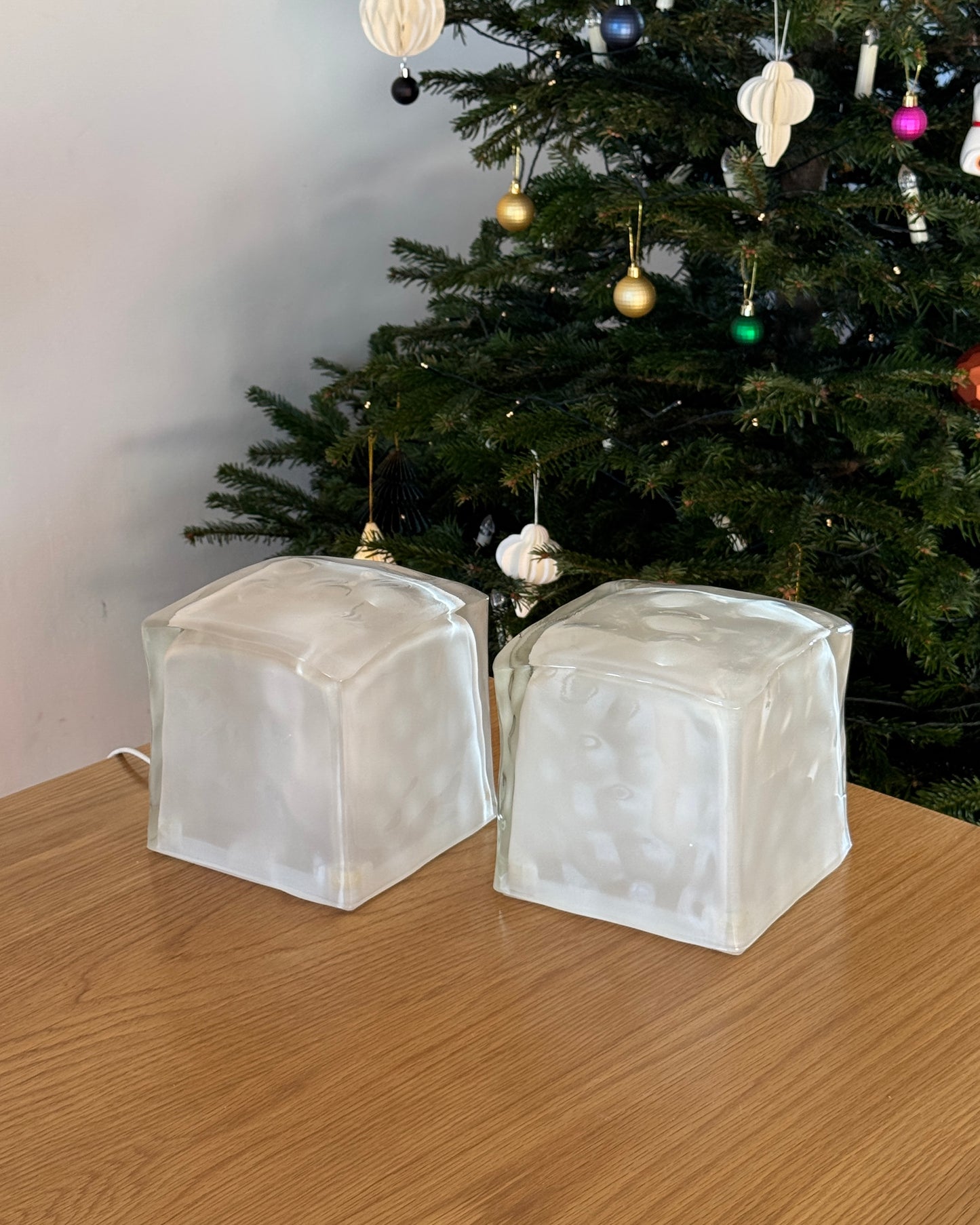 Vintage IKEA Iviken Frosted Glass Ice Cube Lamp