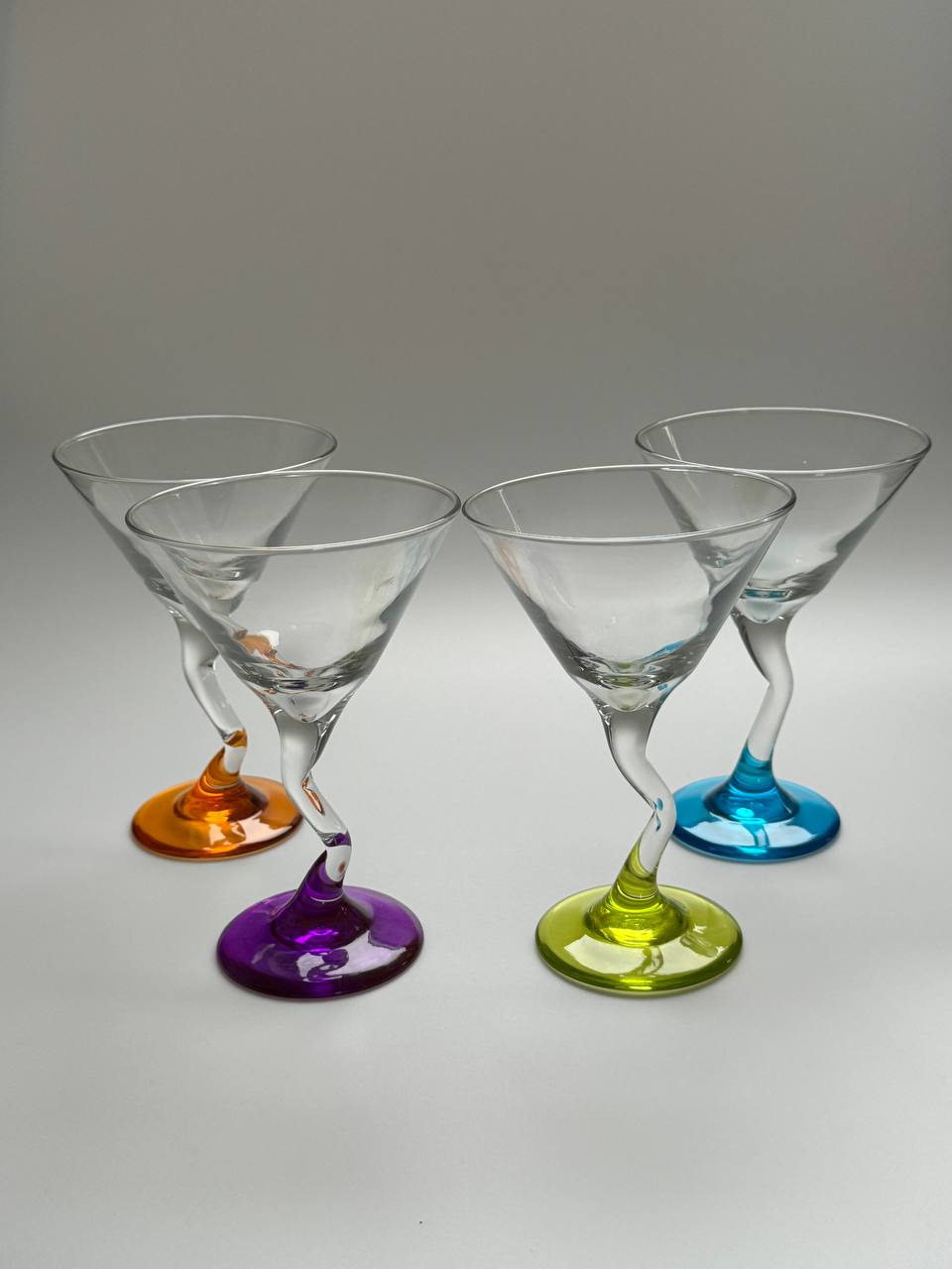 Vintage Colourful Wavy Stem Glasses