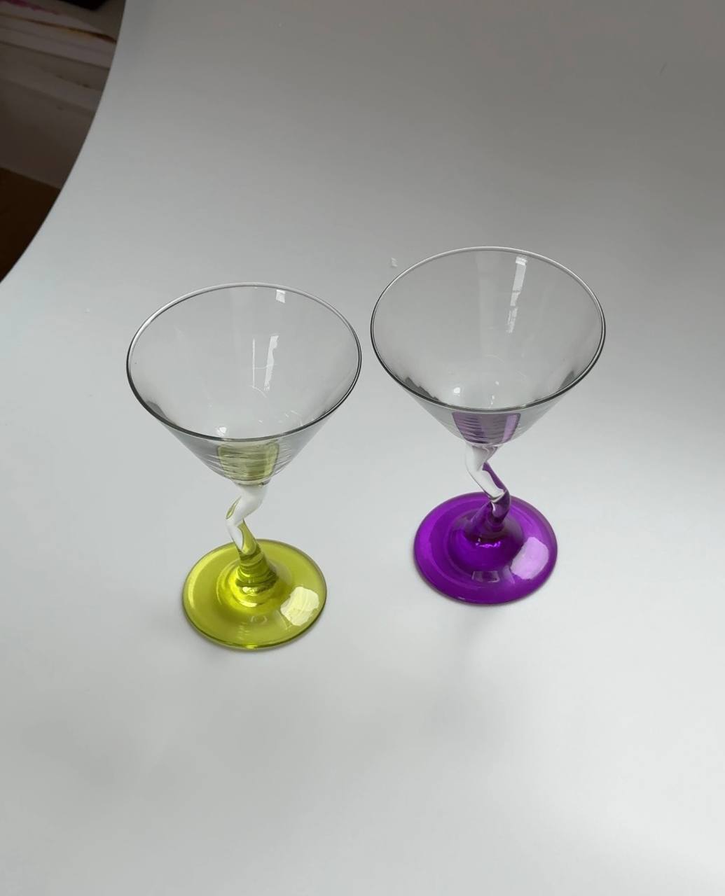 Vintage Colourful Wavy Stem Glasses