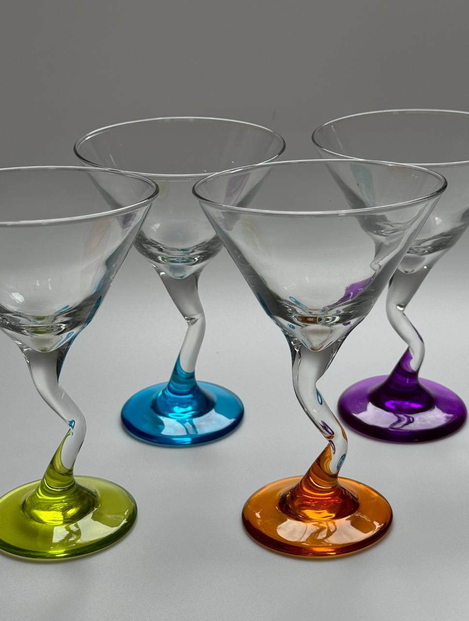 Vintage Colourful Wavy Stem Glasses