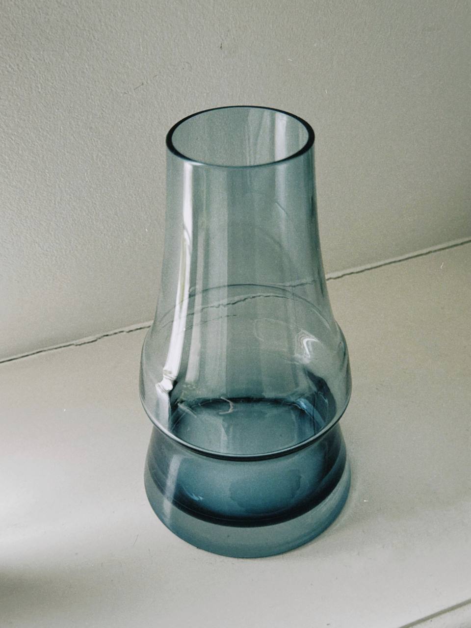 Vintage Riihimaki Steel Blue “Piippu” Vase by Aimo Okkolin