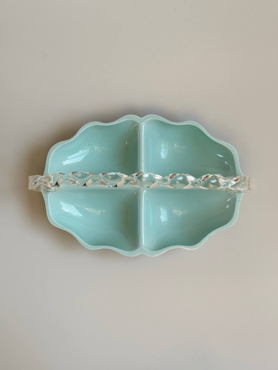 Vintage Lucite Twist Handle Dish