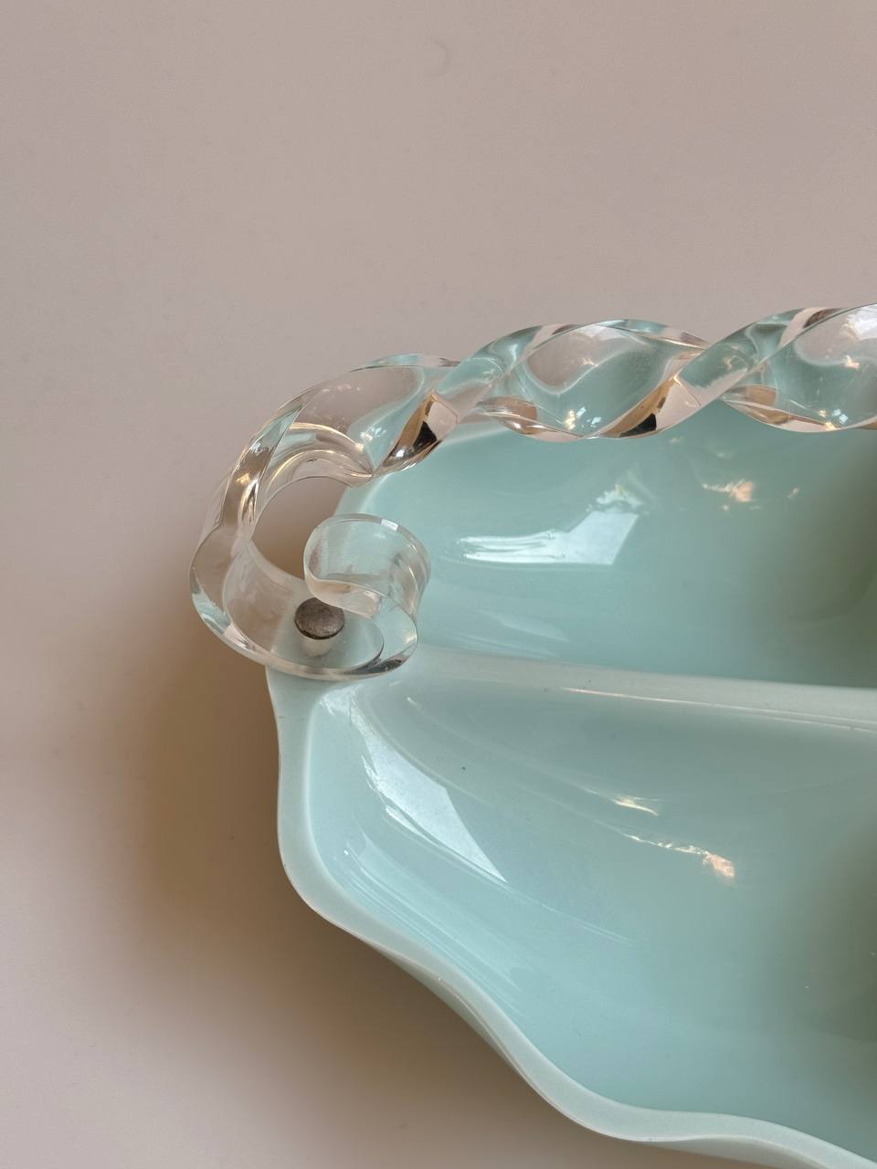 Vintage Lucite Twist Handle Dish