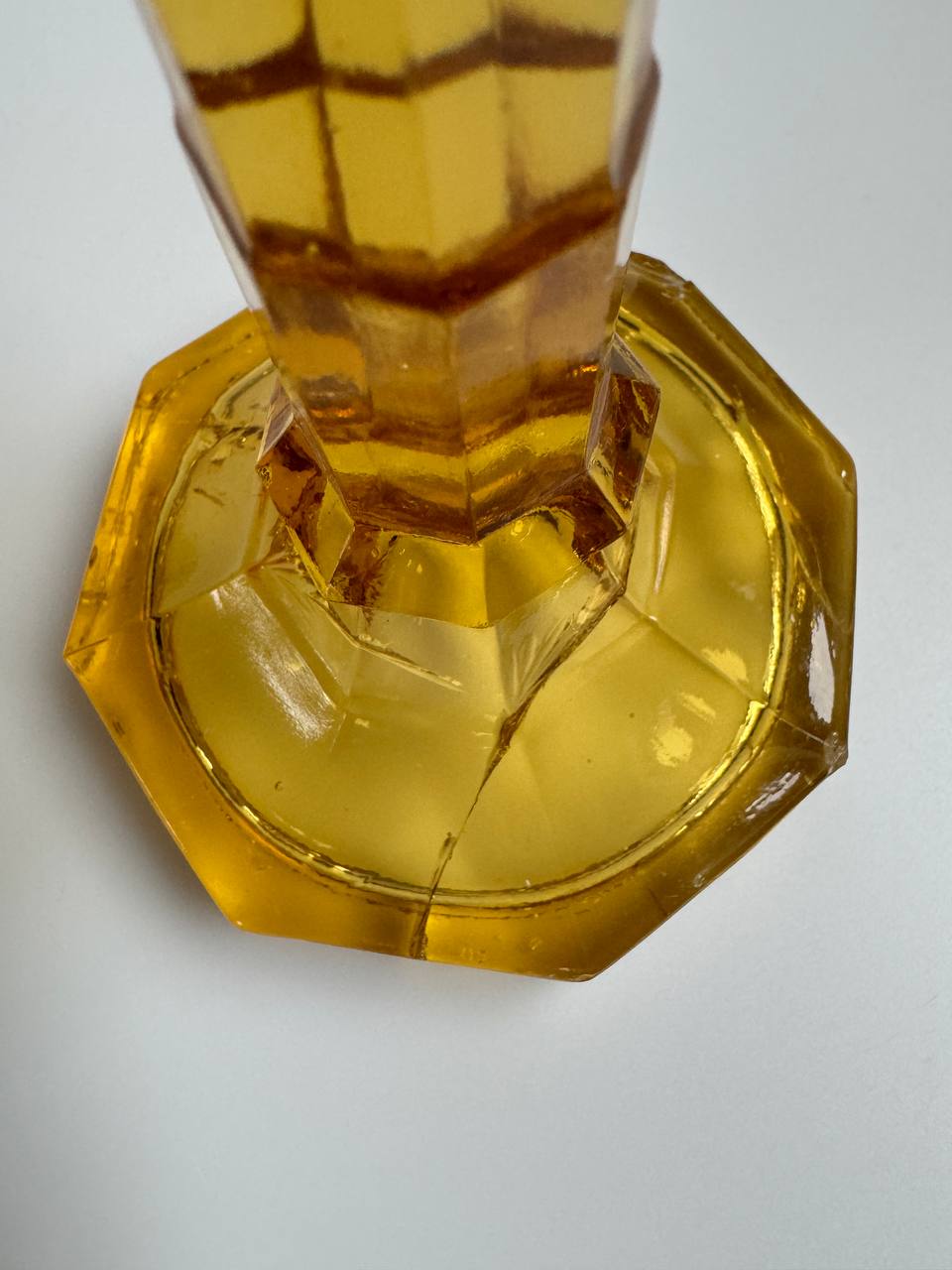 Set of Two Vintage Amber Glass Candlesticks