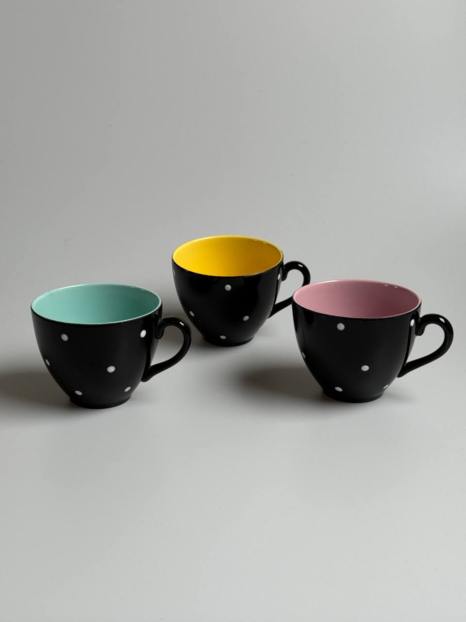 Set of 3 Vintage Polka Dot Cups