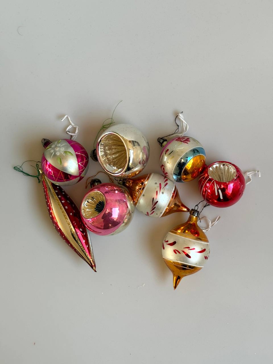 Set of 8 Vintage Glass Baubles