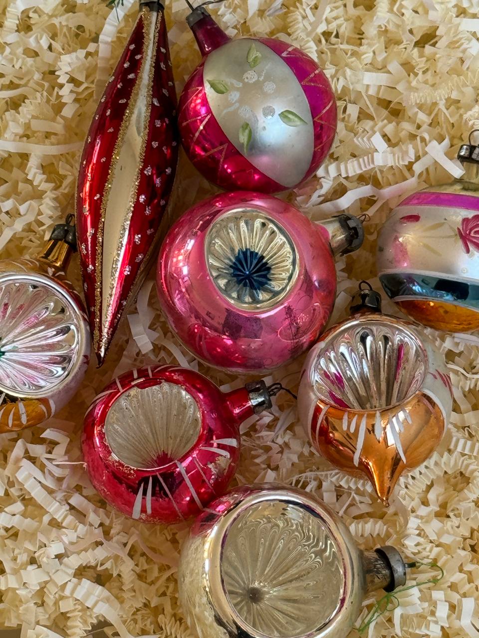 Set of 8 Vintage Glass Baubles