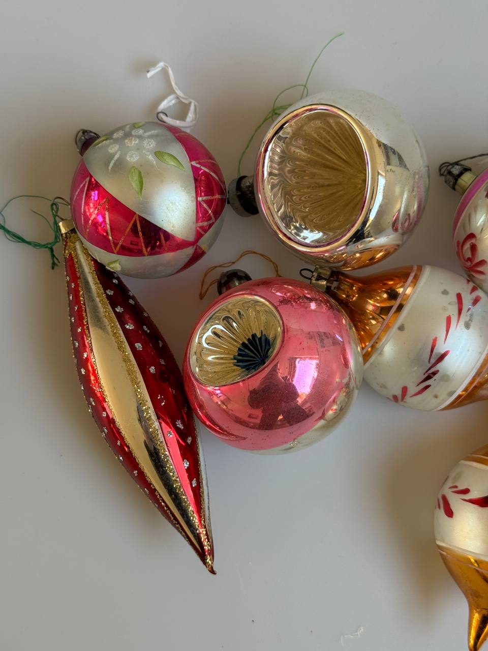 Set of 8 Vintage Glass Baubles