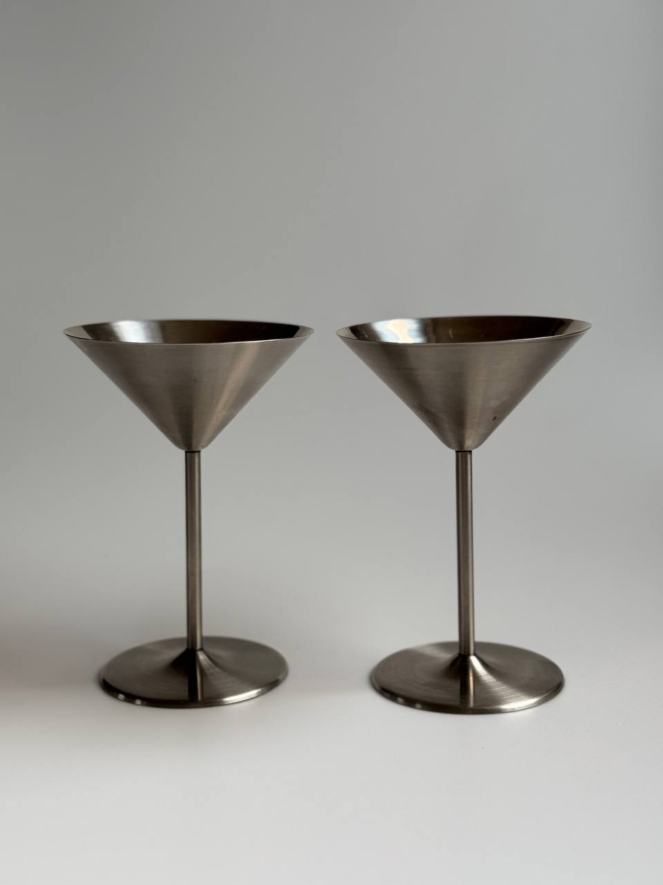 Vintage 1960s-1970s Stainless Steel Martini Glasses