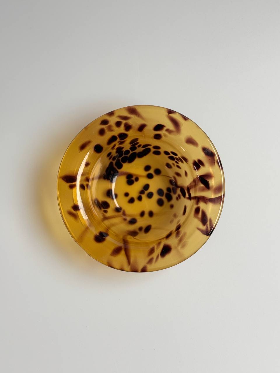 Vintage Hand-Blown Amber Tortoise Shell Art Glass Bowl
