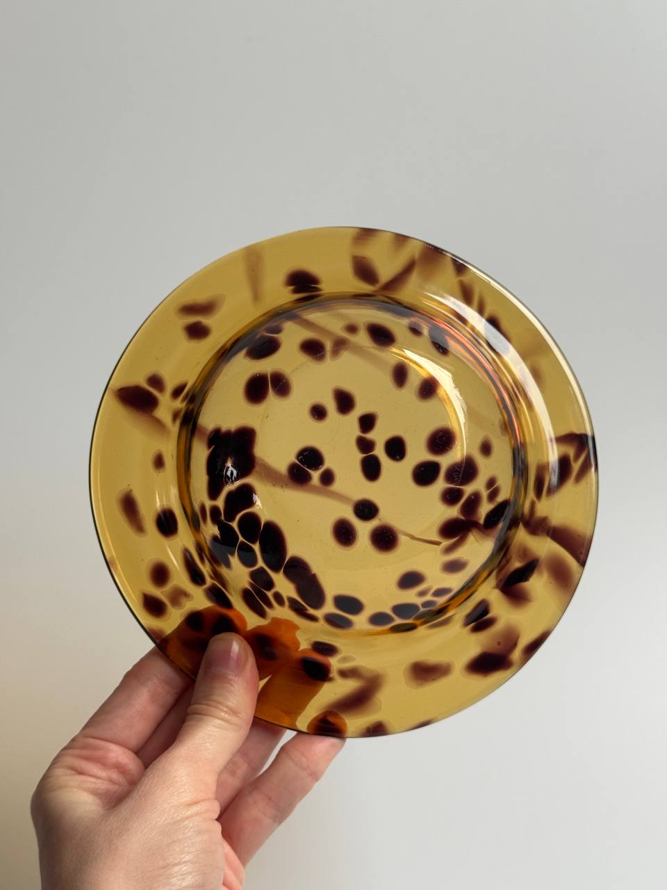 Vintage Hand-Blown Amber Tortoise Shell Art Glass Bowl