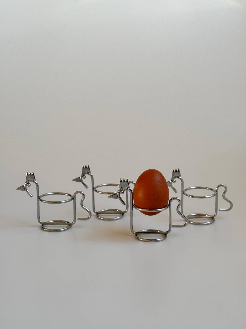 Set of 4 Vintage Chrome Egg Cups