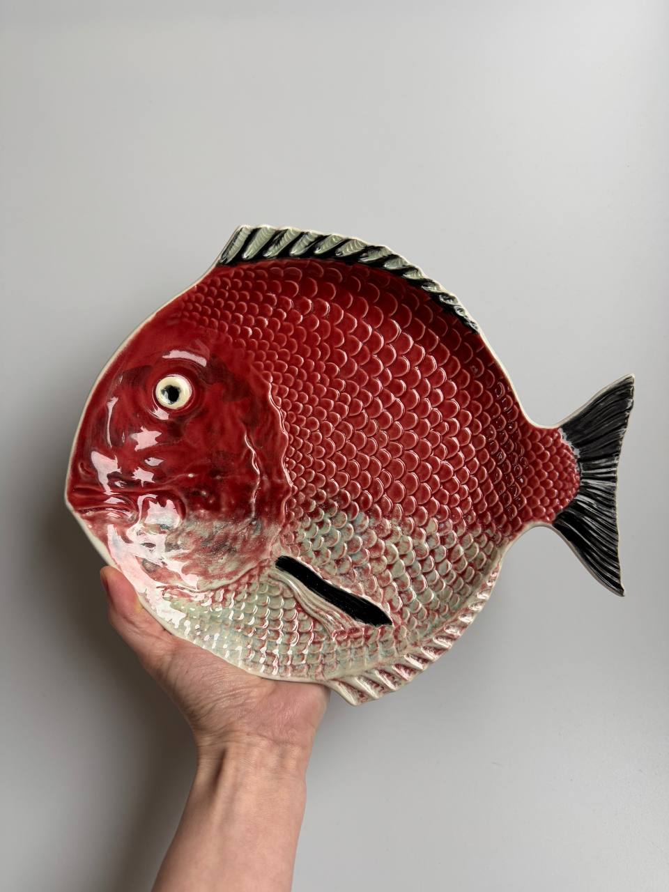 Vintage Bordallo Pinheiro Red Fish Plate – Made in Portugal