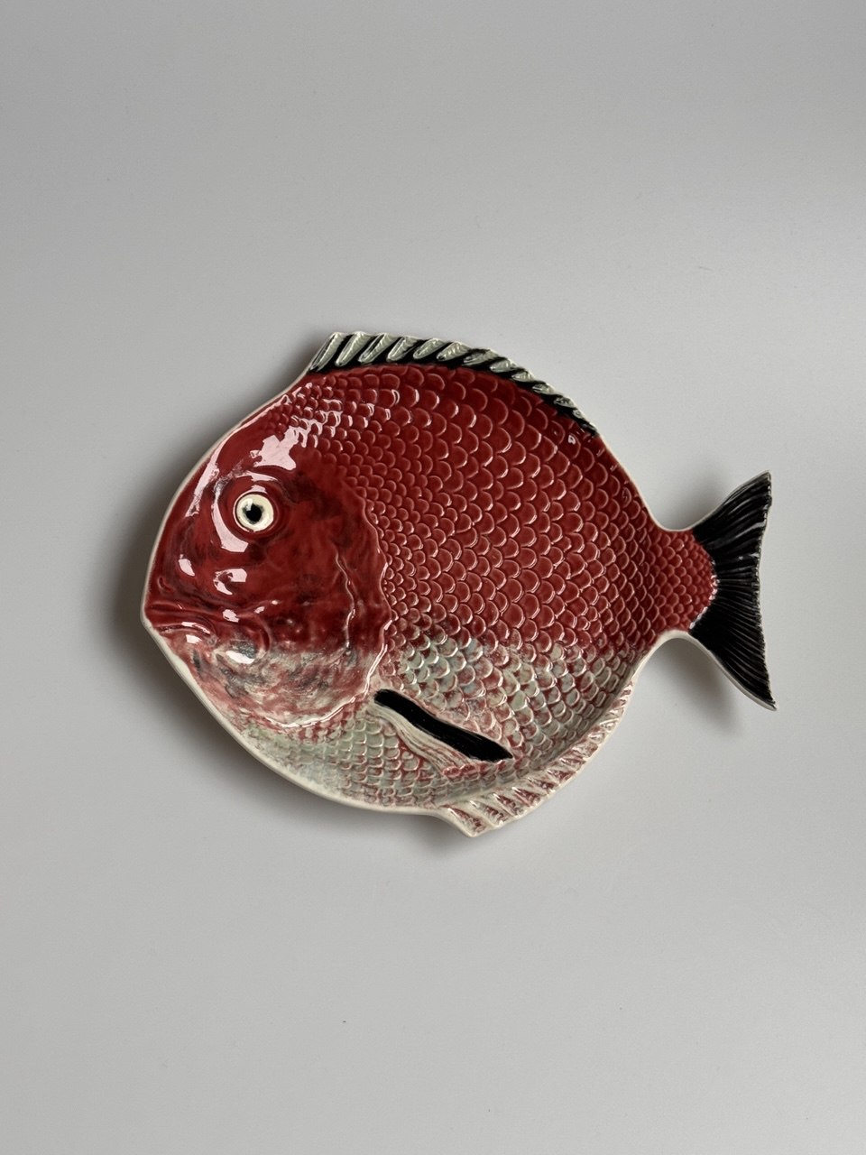 Vintage Bordallo Pinheiro Red Fish Plate – Made in Portugal