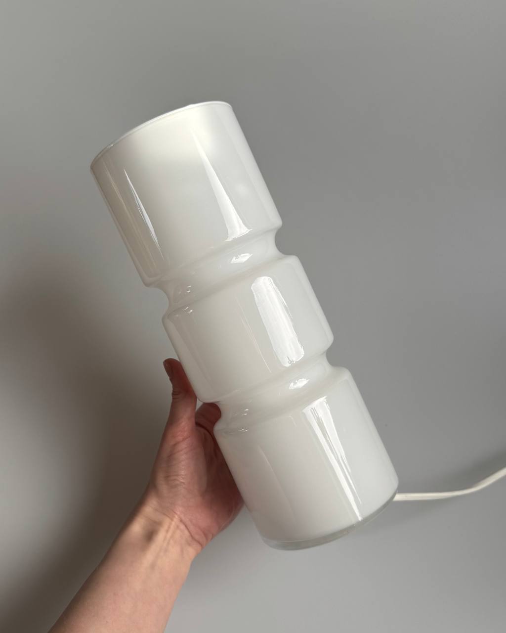 Habitat Fitz Glass Table Lamp – Mid-Century, White