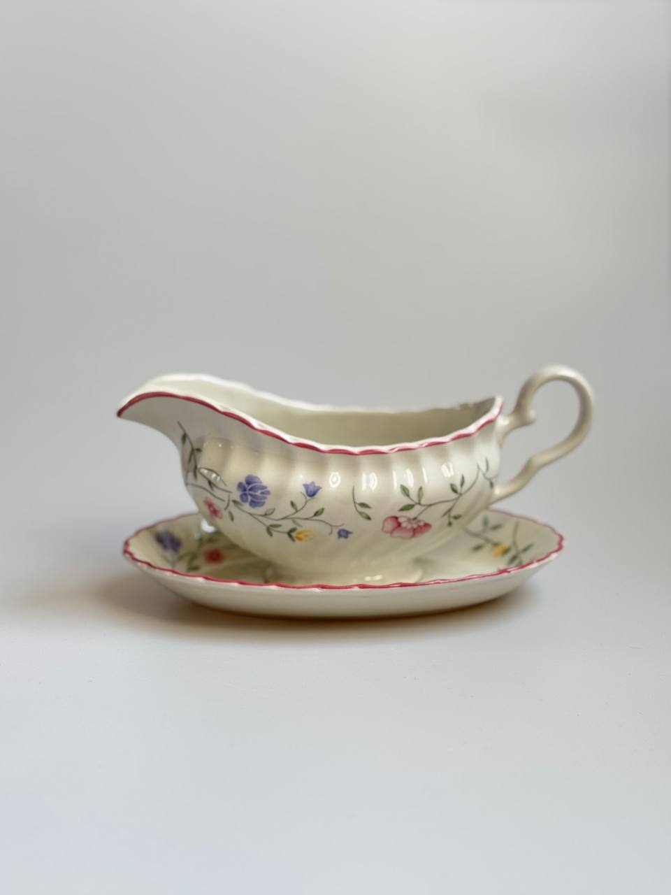 Vintage Johnson Brothers Summer Chintz Gravy Boat and Plate