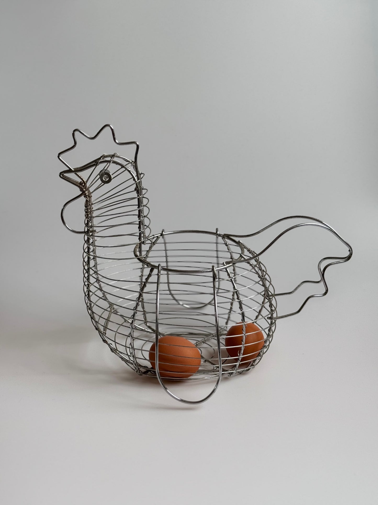 Vintage Chrome Wire Hen Egg Basket