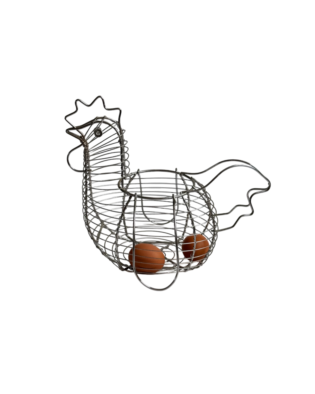 Vintage Chrome Wire Hen Egg Basket