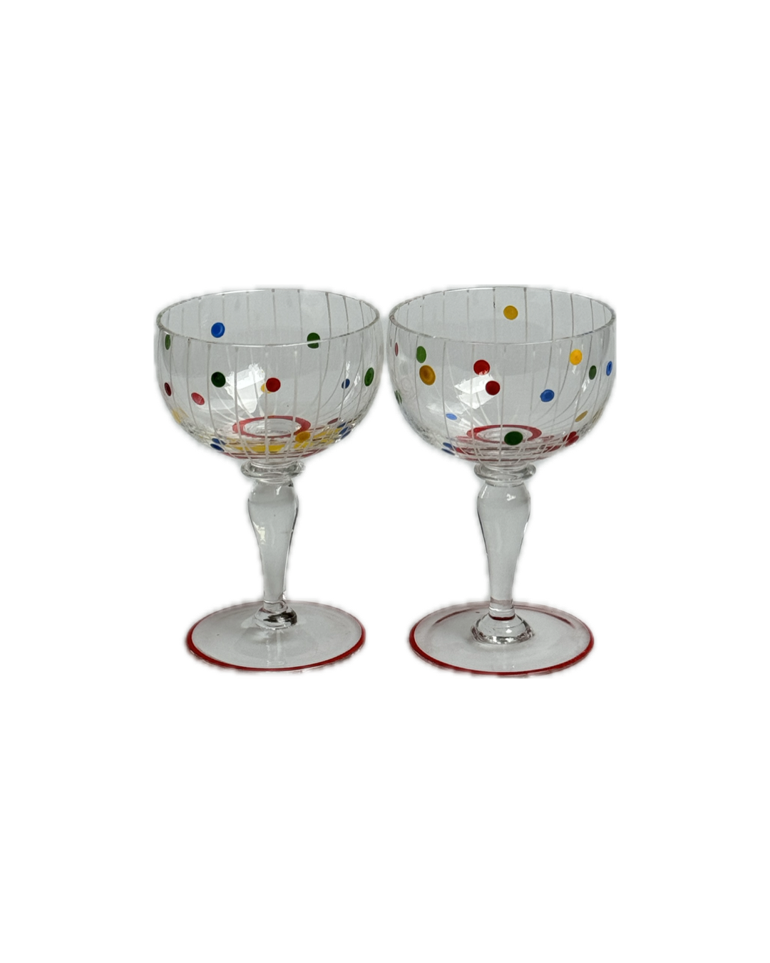 Vintage Polka Dot Aperitif Wine Glasses