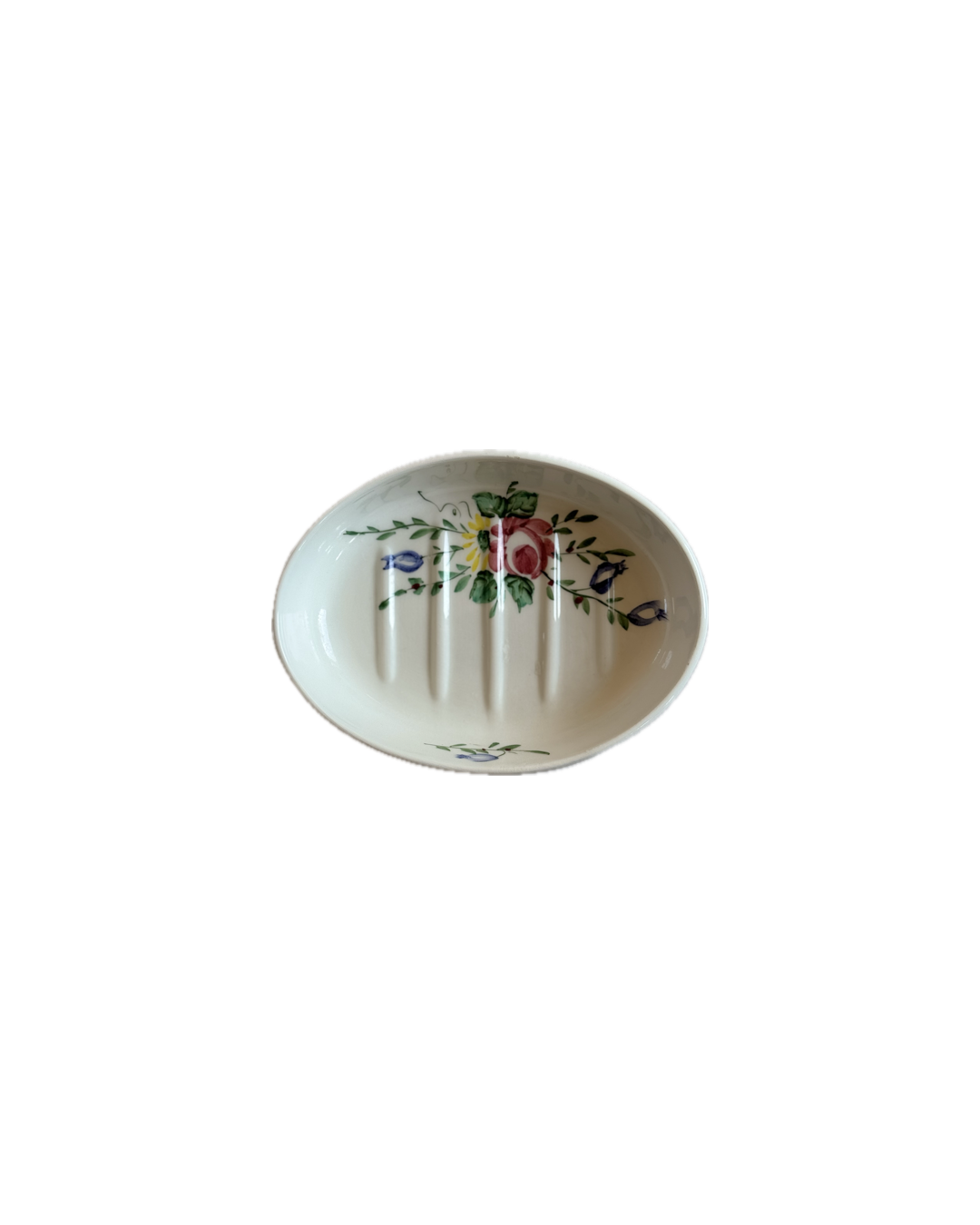 Vintage Italian Ceramic Soap Dish with Floral Design