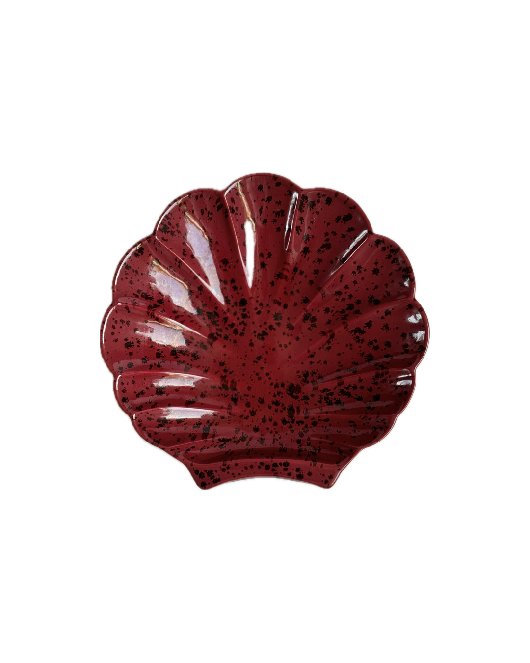 Vintage Red and Black Speckled Shell Dish