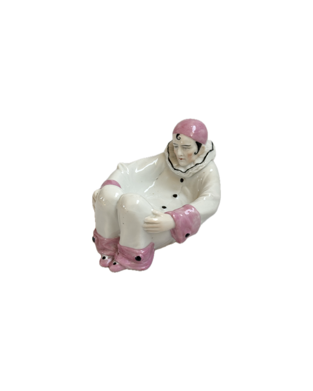 Antique Sitzendorf Germany Pierrot Porcelain Art Deco Trinket Dish - Rare Collectible