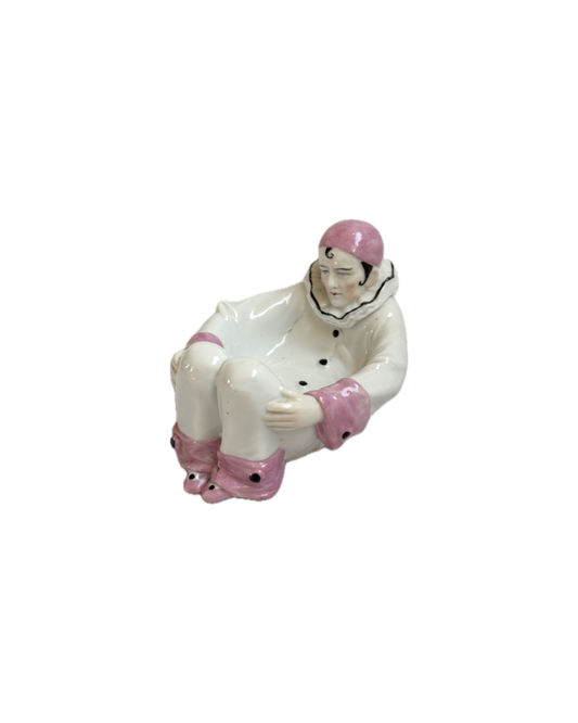Antique Sitzendorf Germany Pierrot Porcelain Art Deco Trinket Dish - Rare Collectible