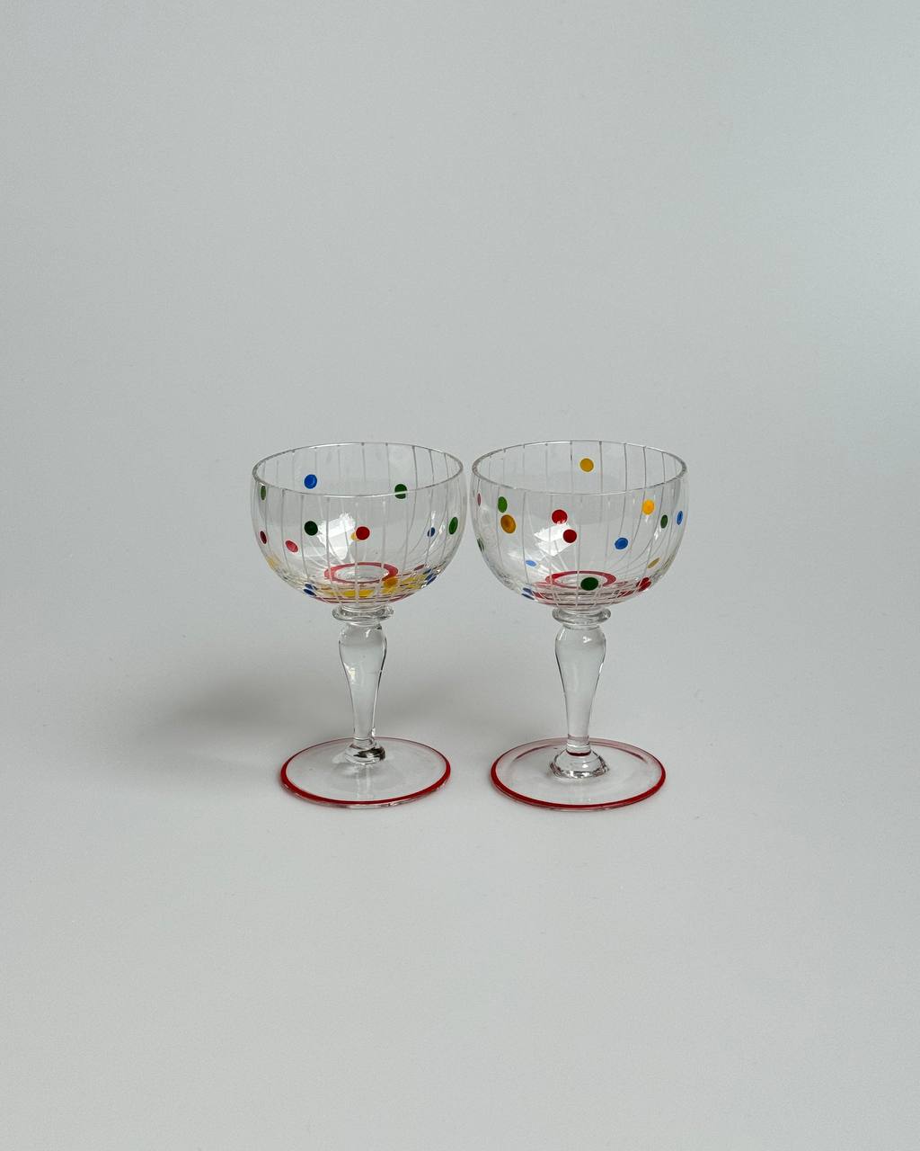 Vintage Polka Dot Aperitif Wine Glasses