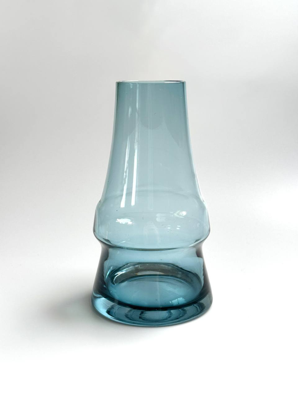 Vintage Riihimaki Steel Blue “Piippu” Vase by Aimo Okkolin
