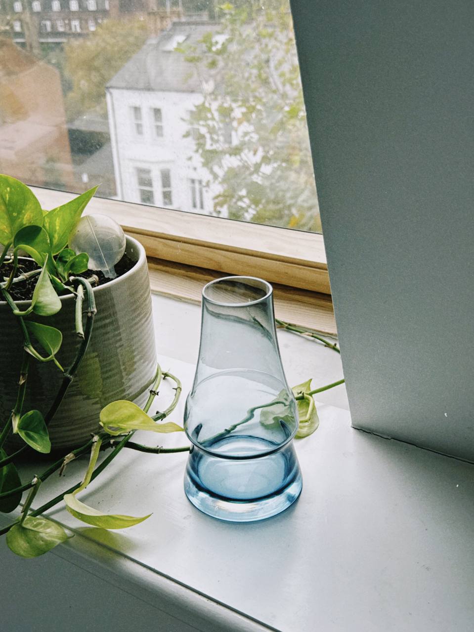 Vintage Riihimaki Steel Blue “Piippu” Vase by Aimo Okkolin