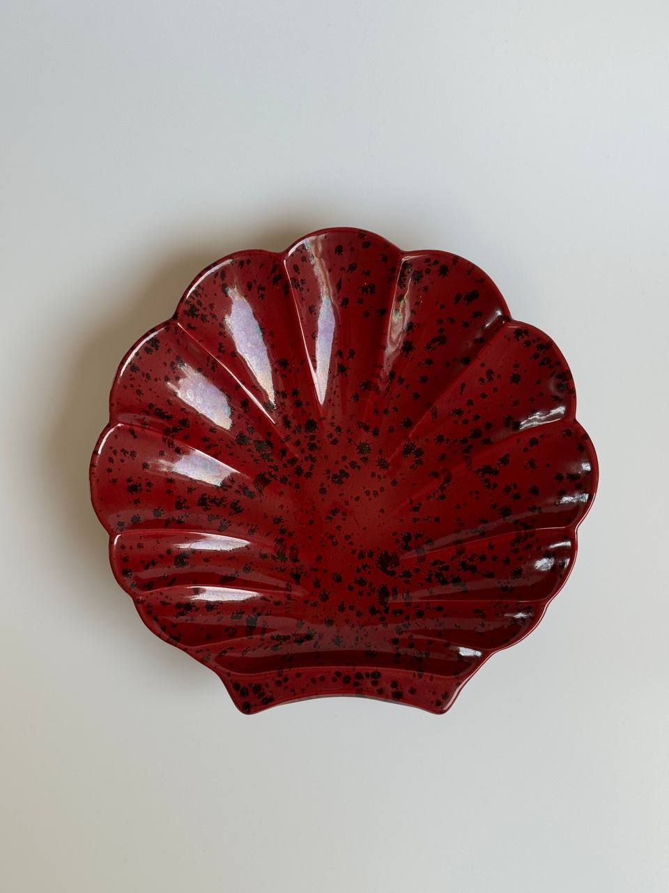 Vintage Red and Black Speckled Shell Dish