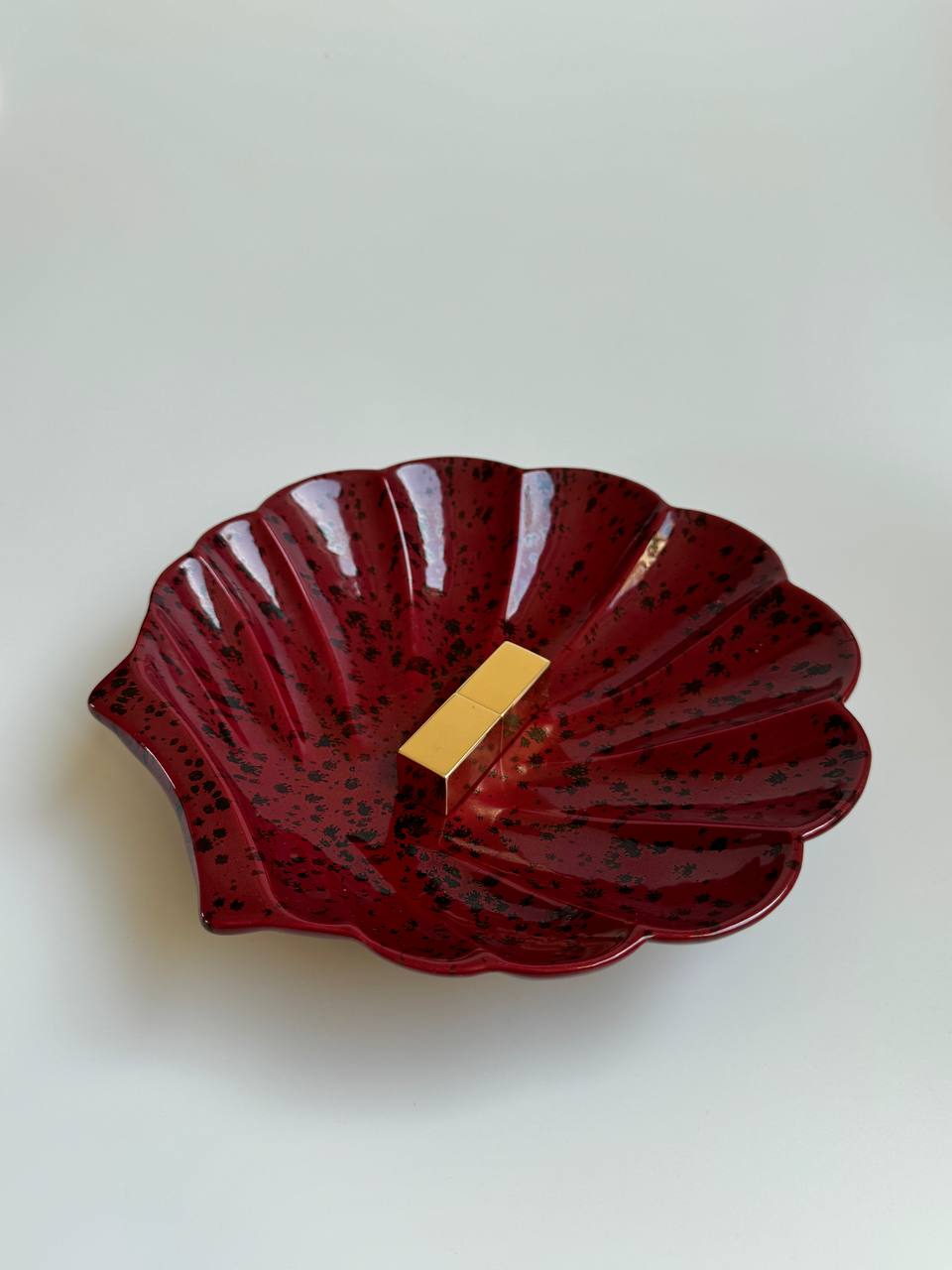 Vintage Red and Black Speckled Shell Dish