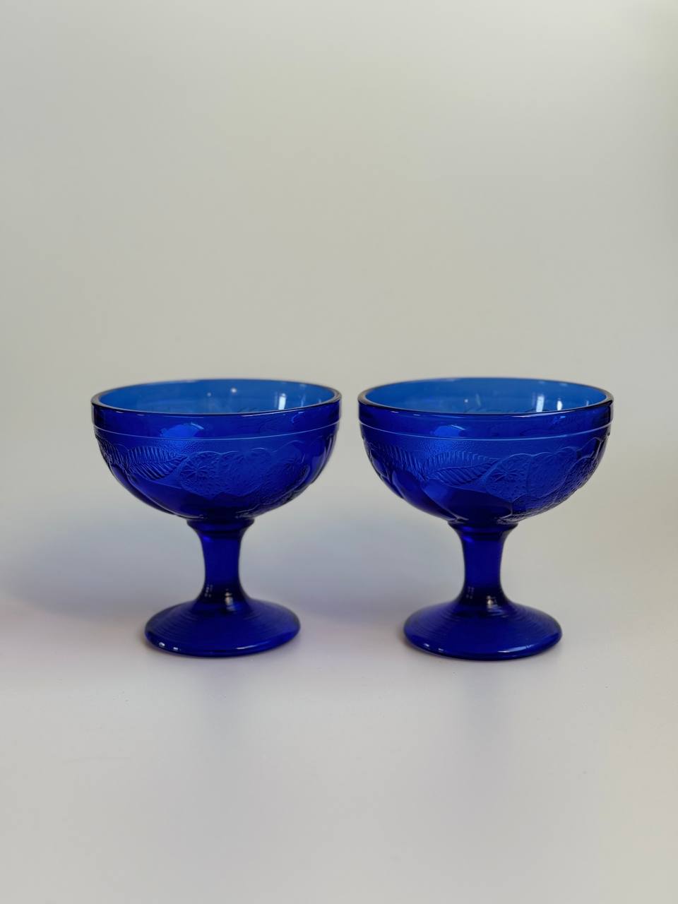 Vintage French Luminarc Cobalt Blue Glass Set (Set of 2)