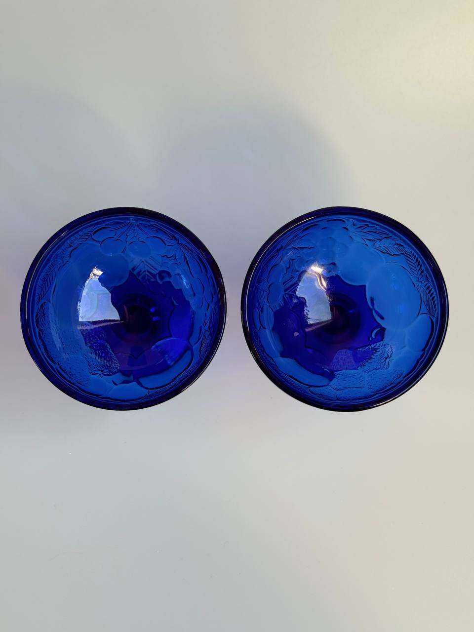 Vintage French Luminarc Cobalt Blue Glass Set (Set of 2)