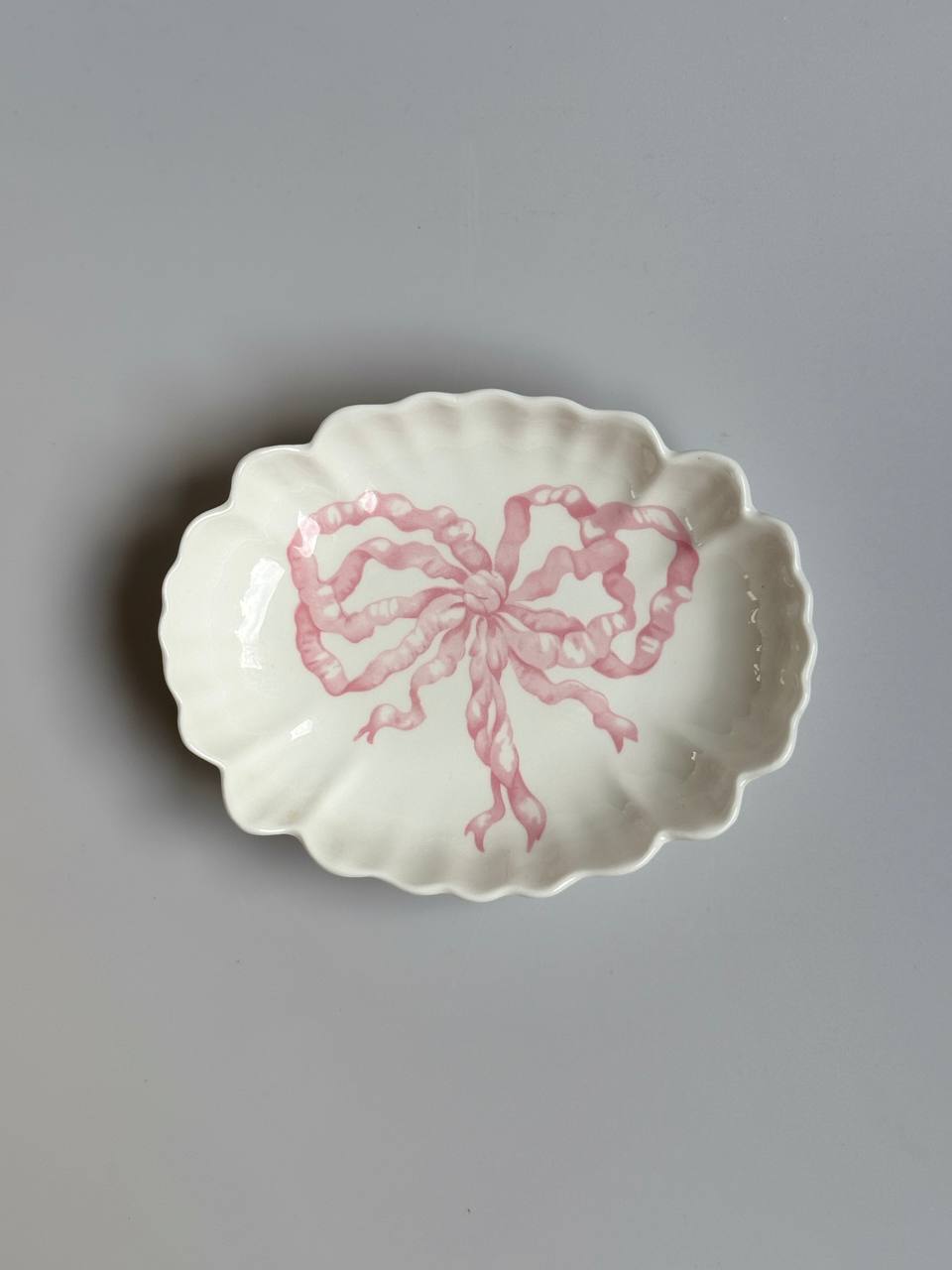 Vintage Hadida Bone China Soap Dish with Pink Bow Design