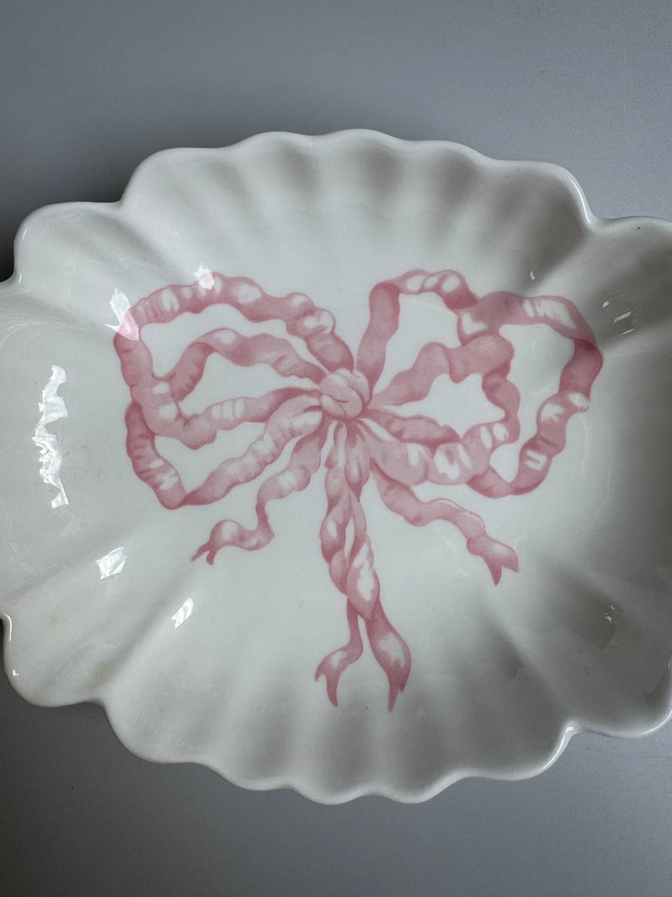 Vintage Hadida Bone China Soap Dish with Pink Bow Design