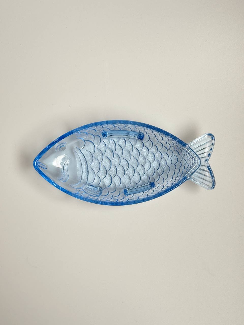 Vintage Retro Blue Glass Fish-Shaped Trinket Dish