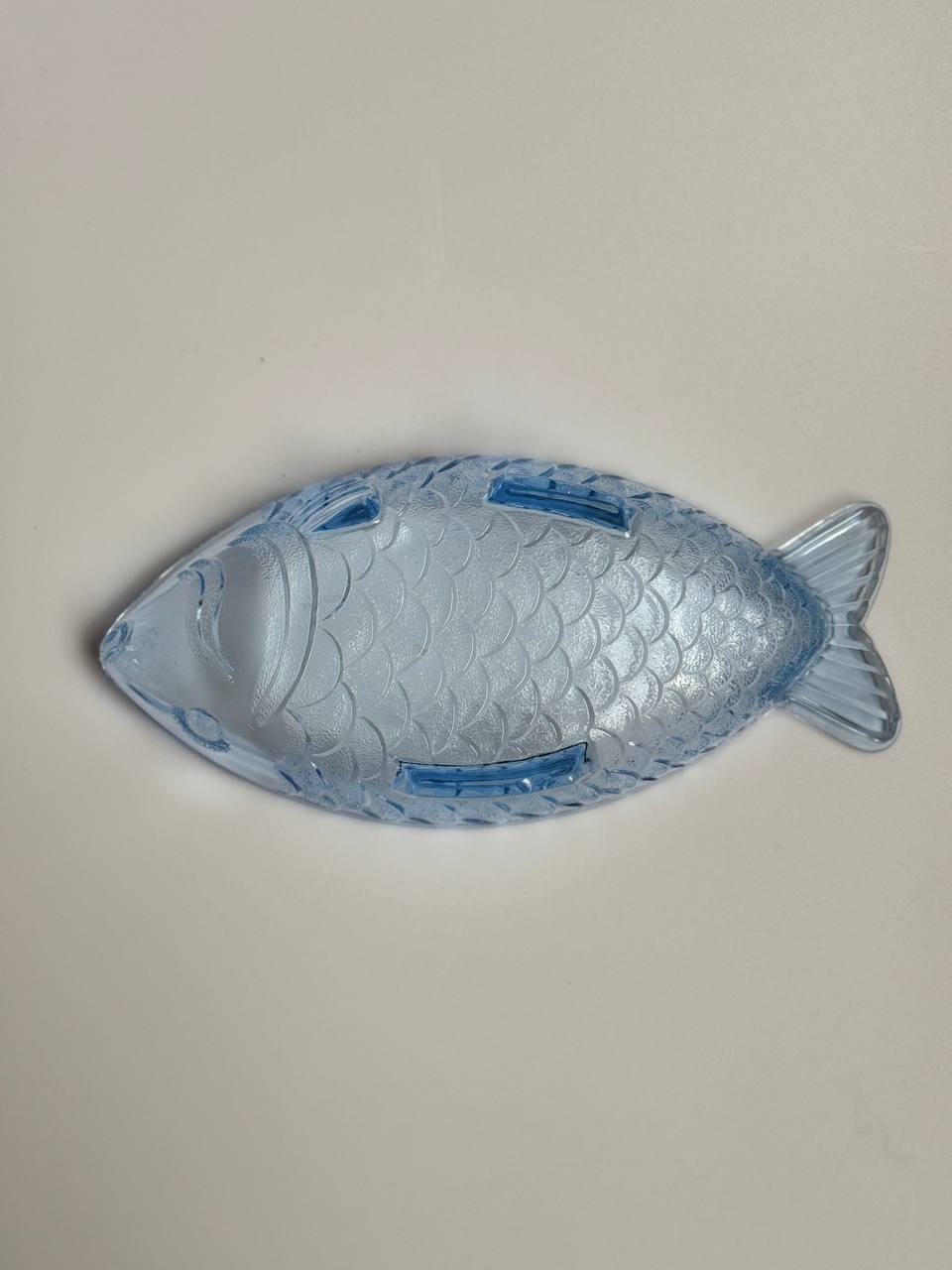 Vintage Retro Blue Glass Fish-Shaped Trinket Dish