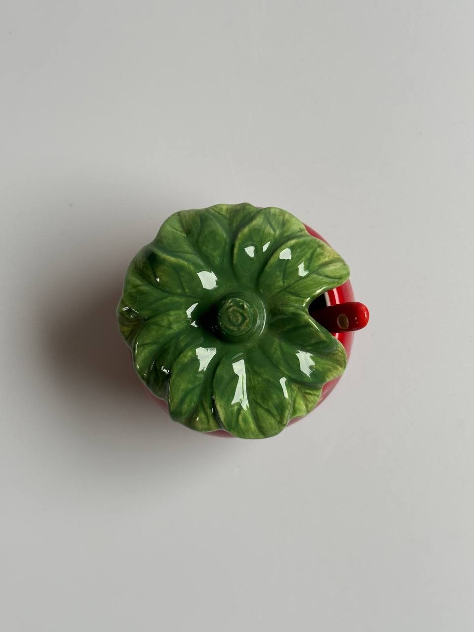 Vintage Ceramic Strawberry Pot with Lid and Spoon