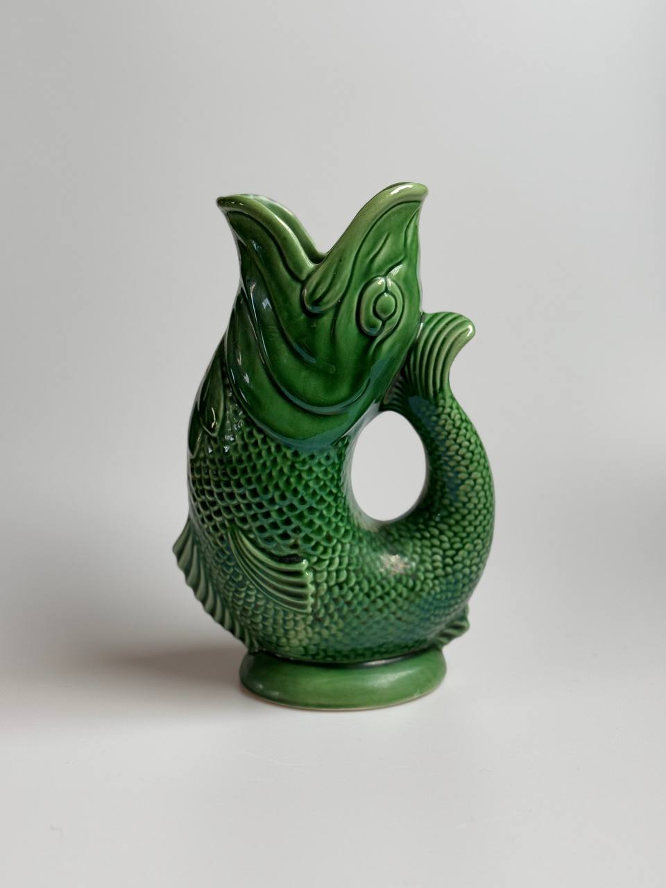 Vintage Dartmouth Green Fish Glug Jug – Rare Collectible Vase/Jug