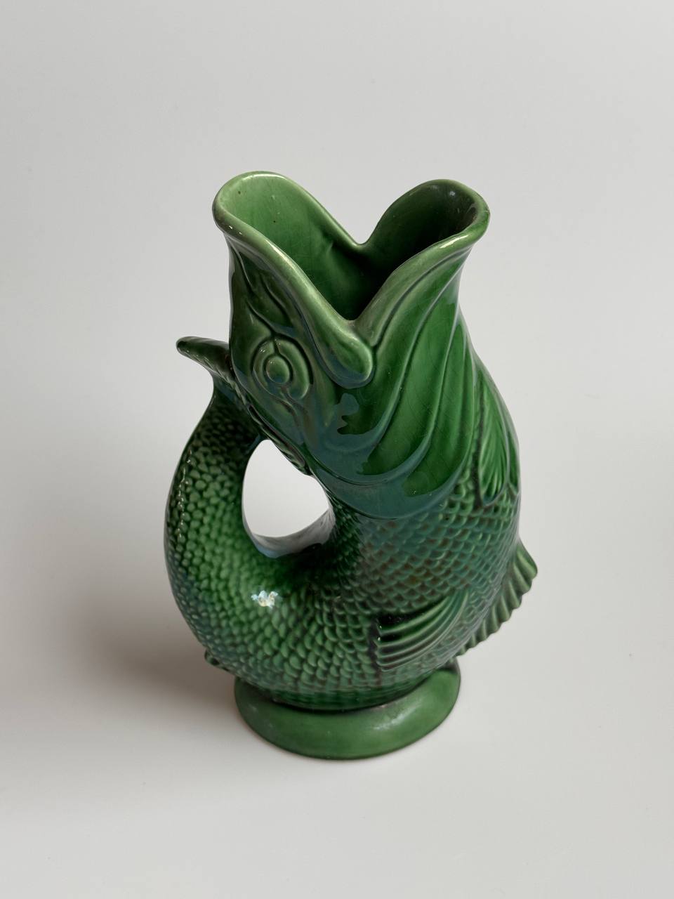 Vintage Dartmouth Green Fish Glug Jug – Rare Collectible Vase/Jug