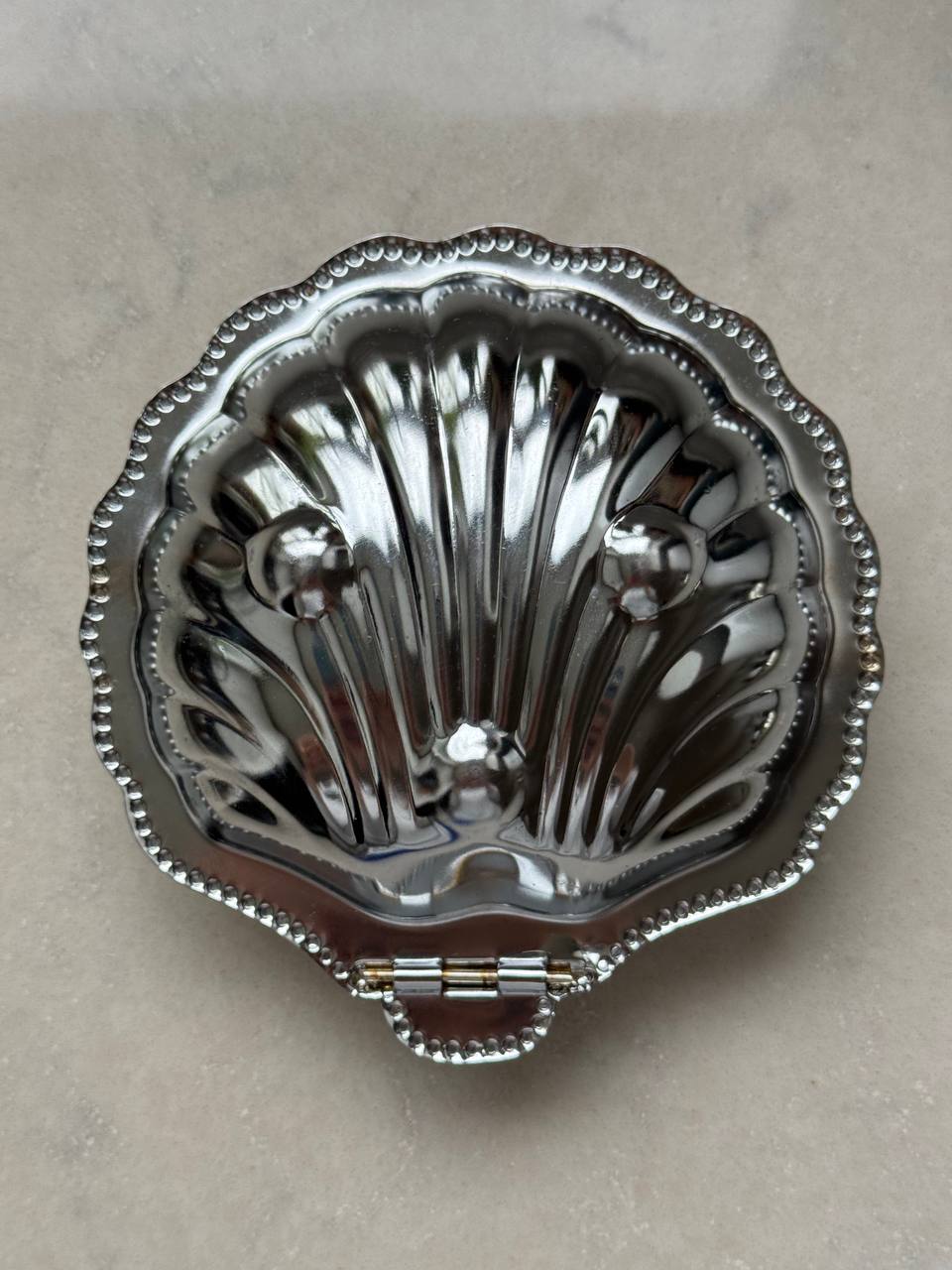 Vintage Clam Shell Butter Dish with Knife - Silver & Cobalt Blue Glass