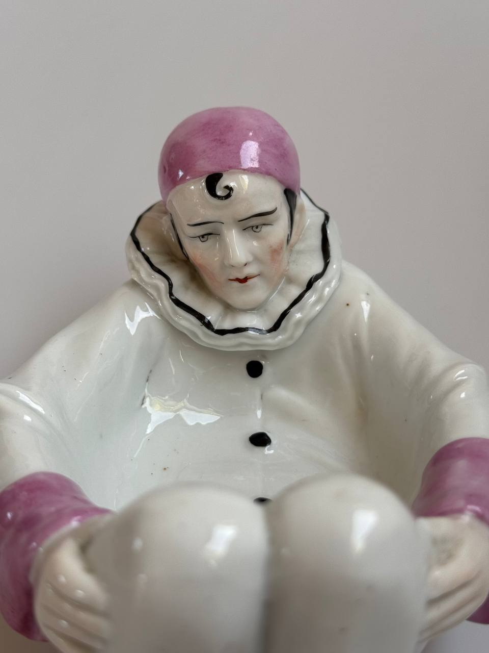 Antique Sitzendorf Germany Pierrot Porcelain Art Deco Trinket Dish - Rare Collectible