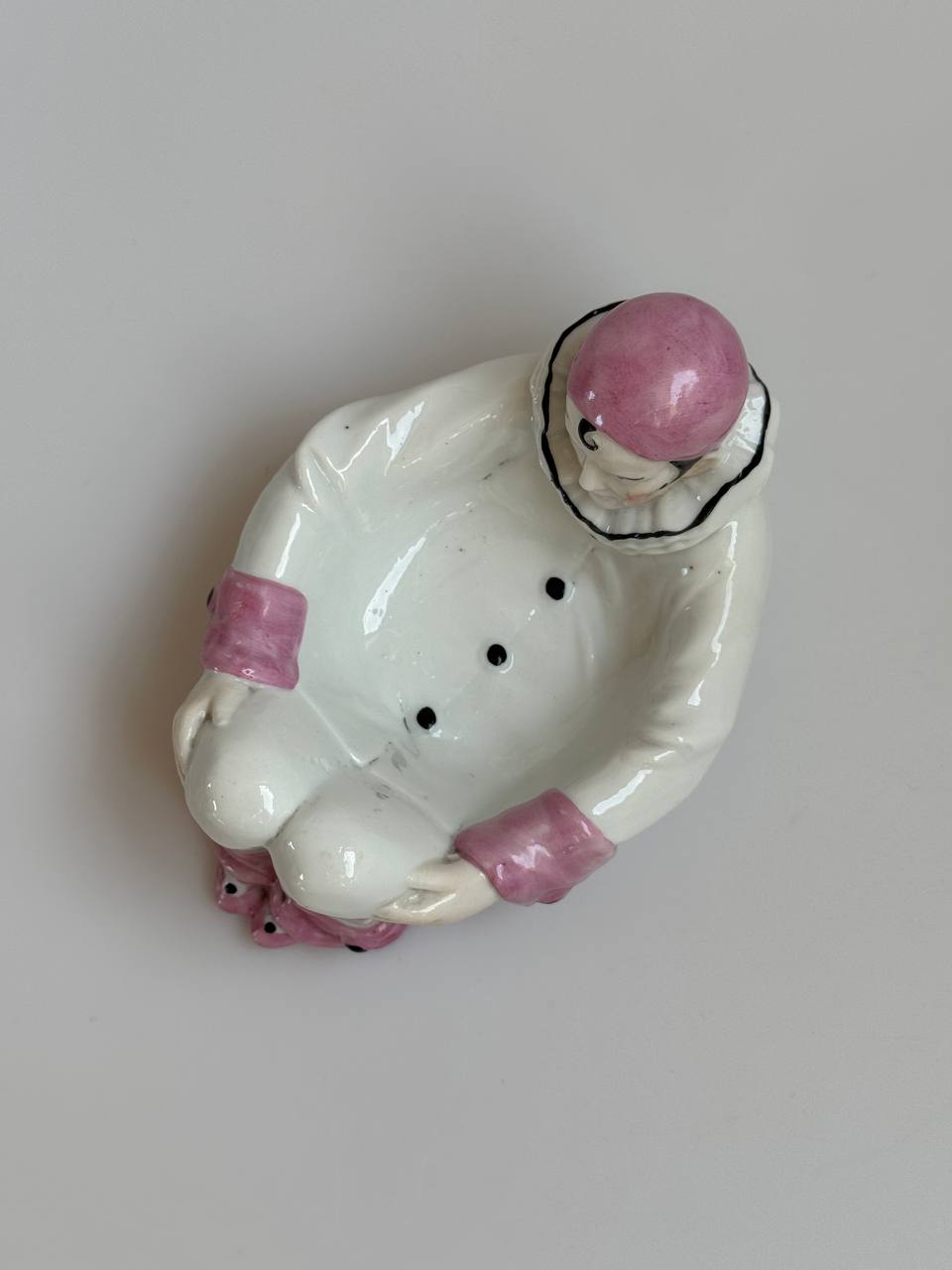 Antique Sitzendorf Germany Pierrot Porcelain Art Deco Trinket Dish - Rare Collectible