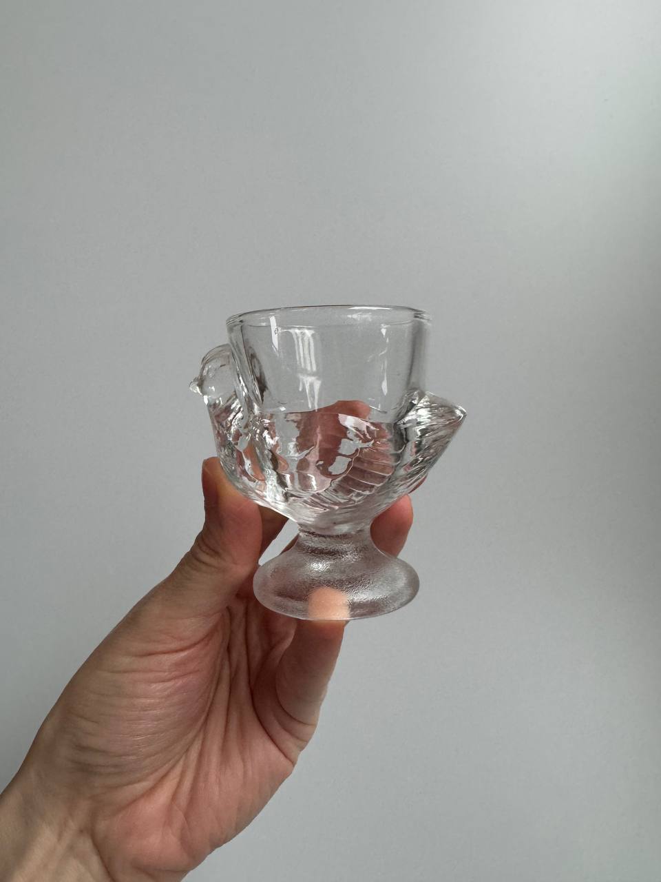 Vintage French Chicken-Shaped Glass Egg Cups (Clear) – Set of 4
