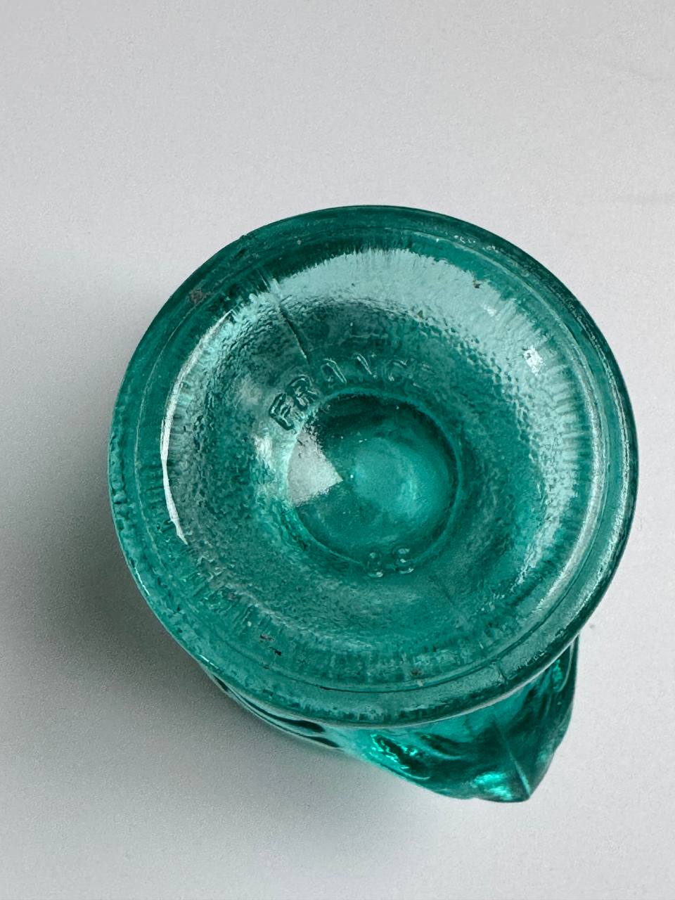 Vintage French Chicken-Shaped Glass Egg Cups – Set of 3 (Turquoise/Aqua Blue)