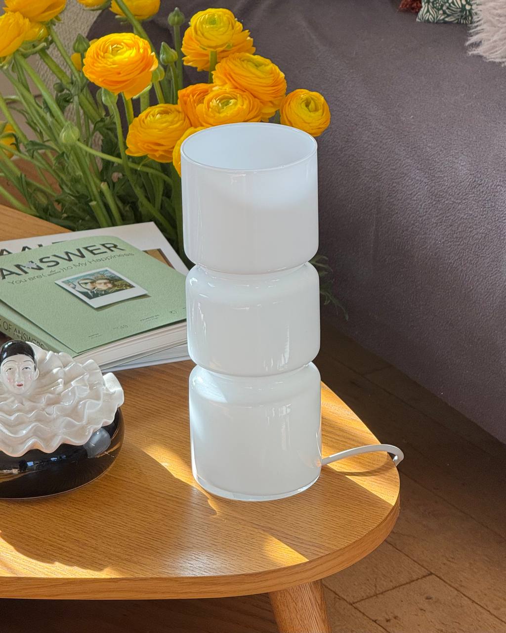 Habitat Fitz Glass Table Lamp – Mid-Century, White