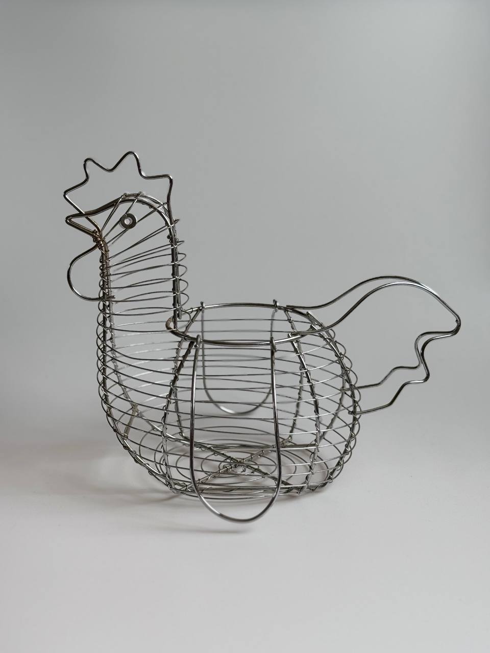 Vintage Chrome Wire Hen Egg Basket
