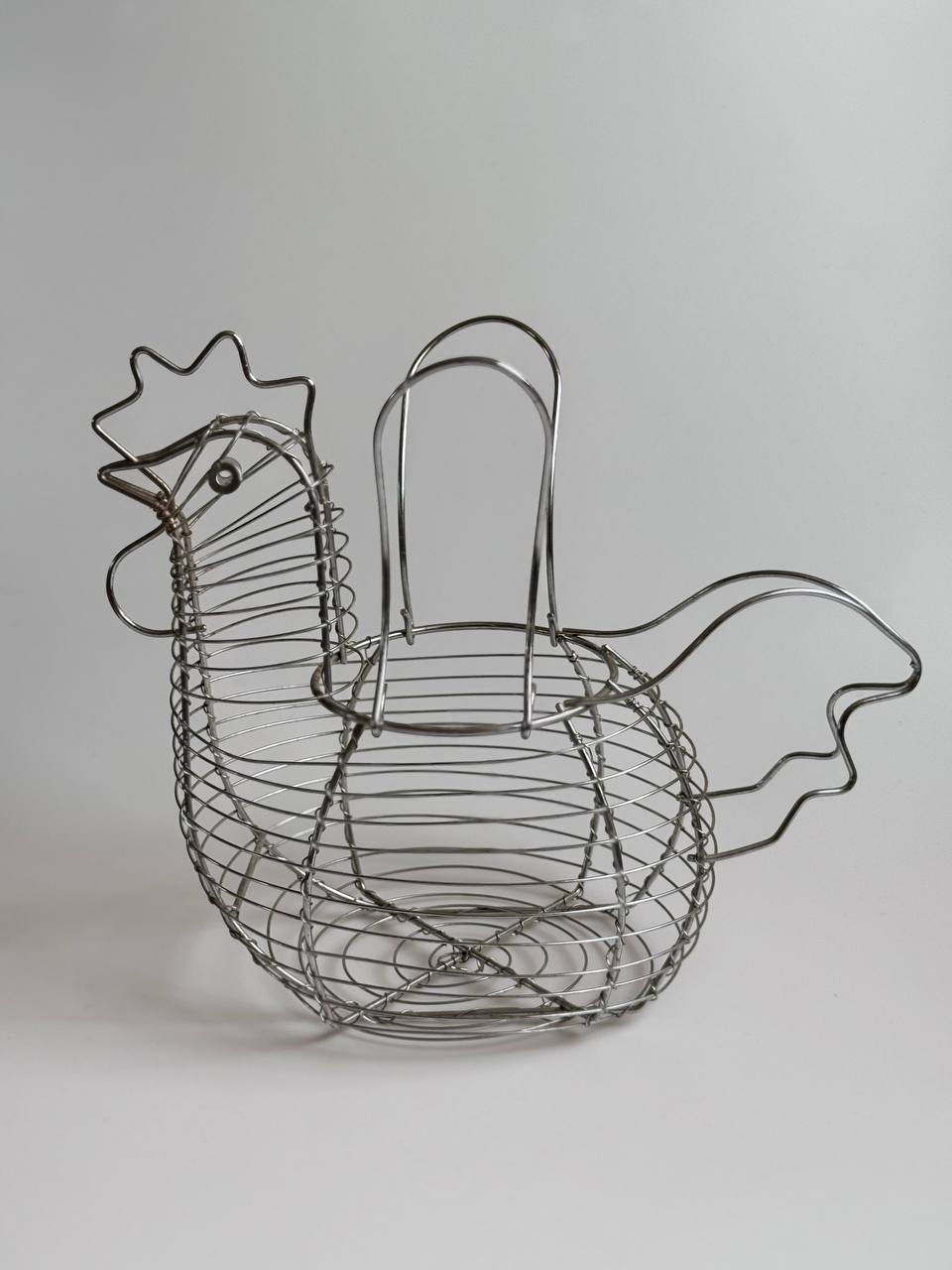 Vintage Chrome Wire Hen Egg Basket