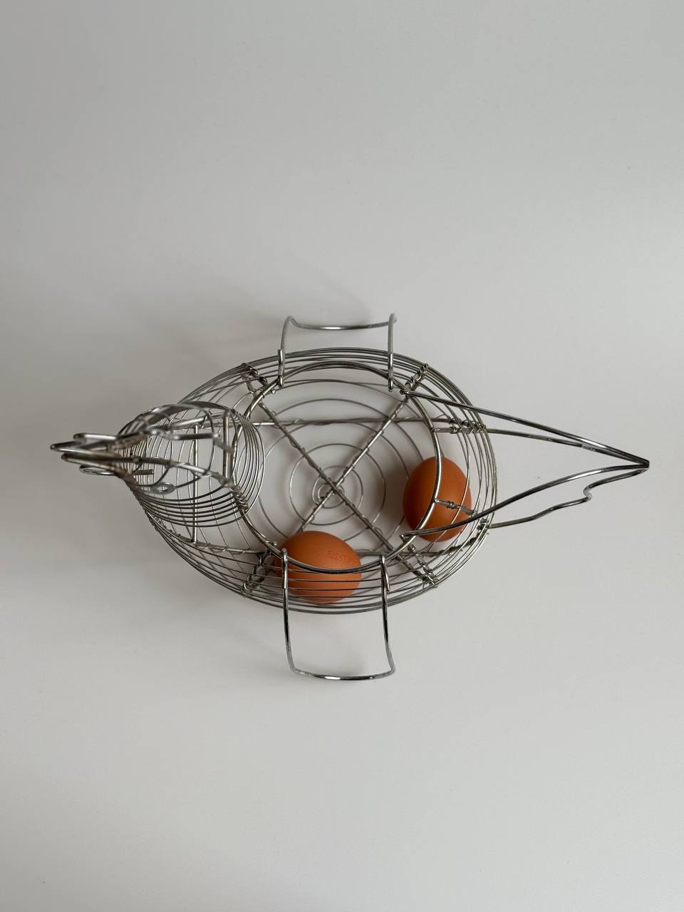 Vintage Chrome Wire Hen Egg Basket
